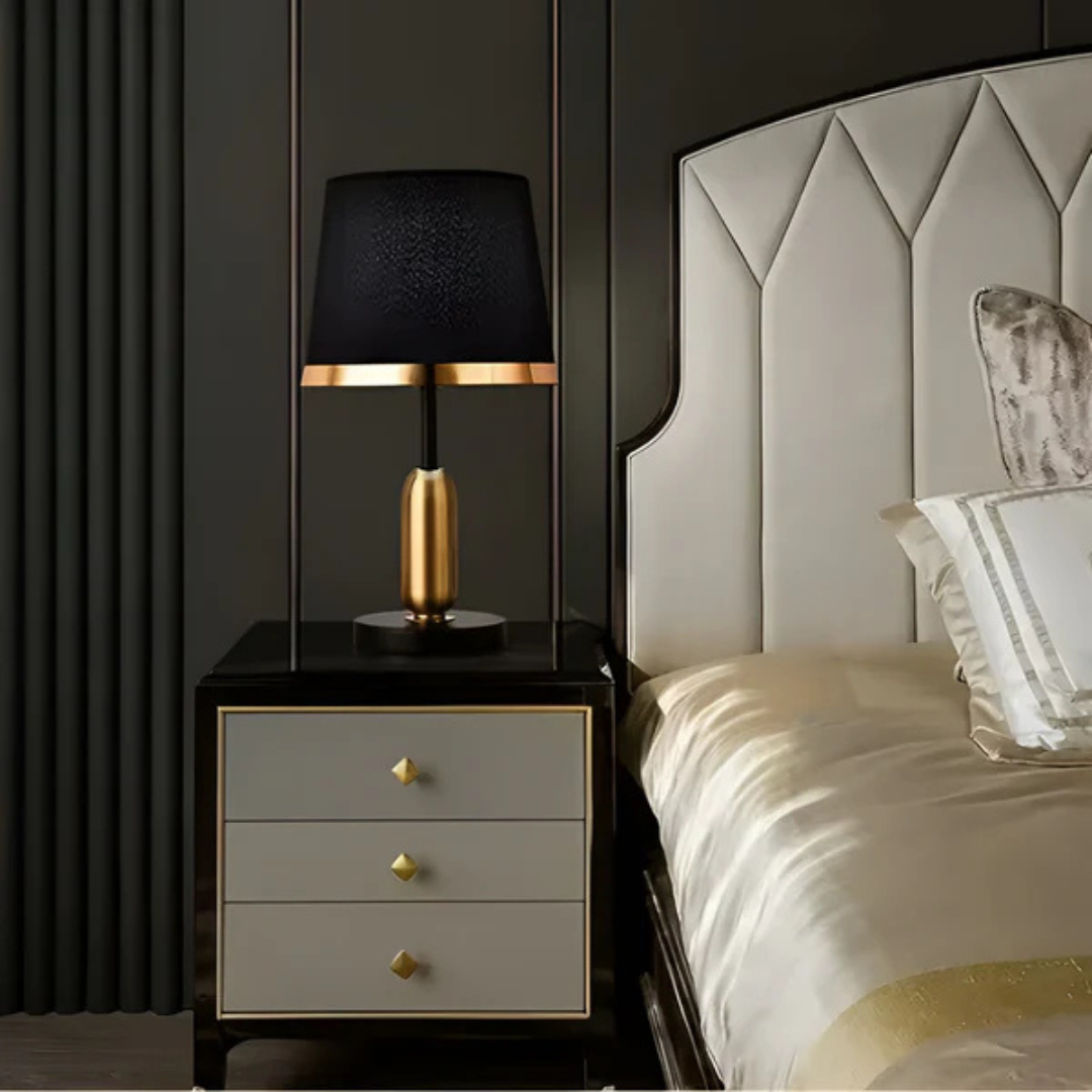 Lumivara Modern Black Fabric Table Lamp – Elegant Home Lighting