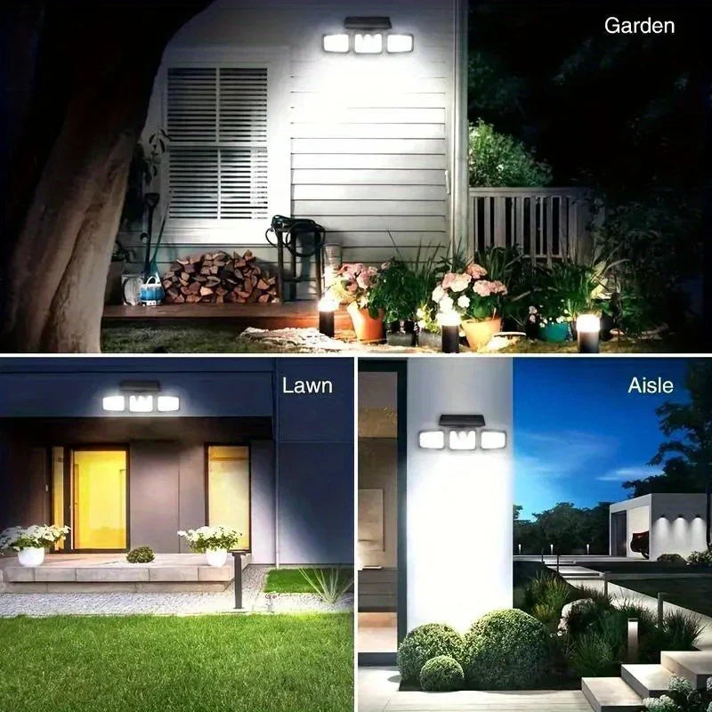 Solar LED Floodlight with Motion Sensor – 3-Head Outdoor Security Lighting for Garden, Driveway & Garage