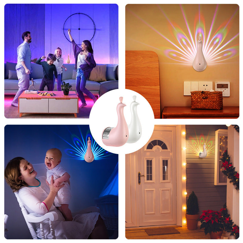 GlowyPeacock – Colourful 3D Wall Lamp with Remote Control and Timer