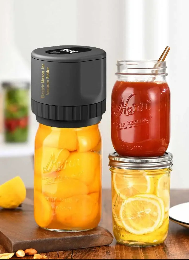 Cordless Mason Jar Vacuum Sealer Kit – Wide Mouth Food Preservation System with Airtight Electric Seal