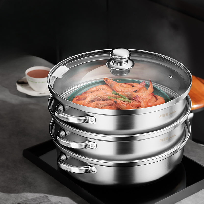 NutriSteam | 3-Tier Stainless Steel Steamer – Healthy Cooking Made Easy