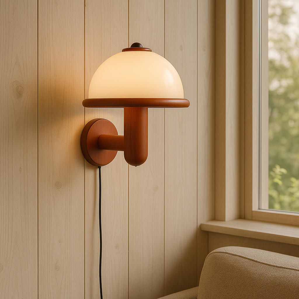 NordShroom | Wooden Wall Lamp in Scandinavian Mushroom Style