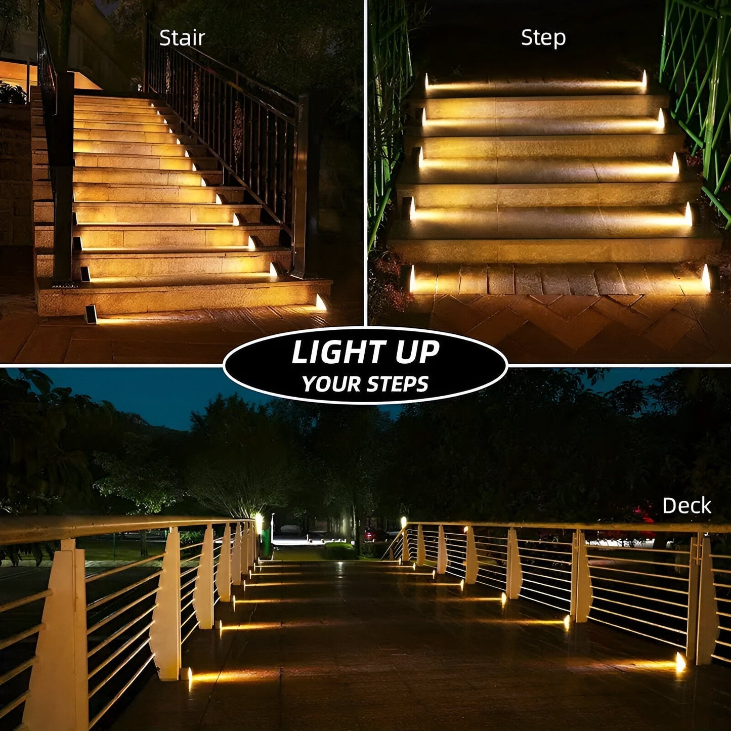 2-Pack Triangular Solar Step Lights – IP67 Waterproof LED Outdoor Garden Lights