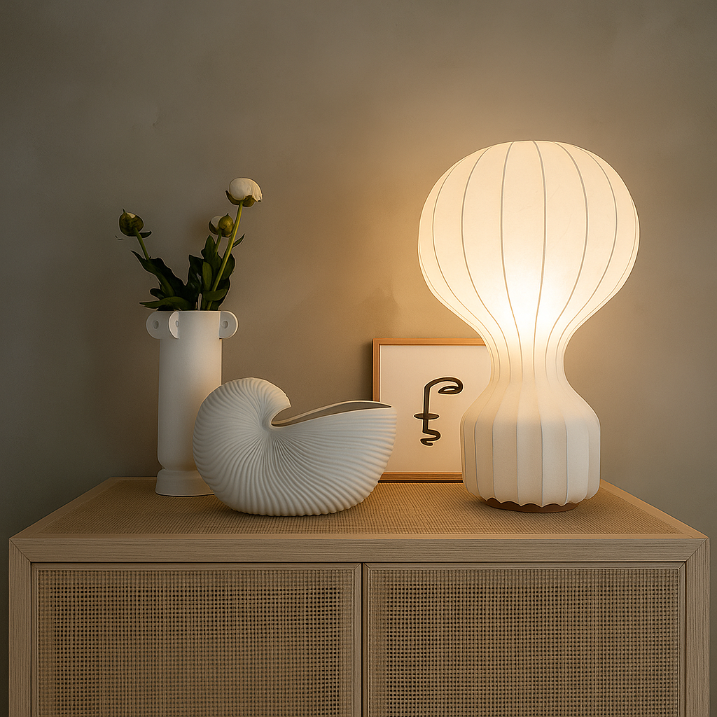 Silka | Wabi Sabi Silk Table Lamp – Warm LED Light