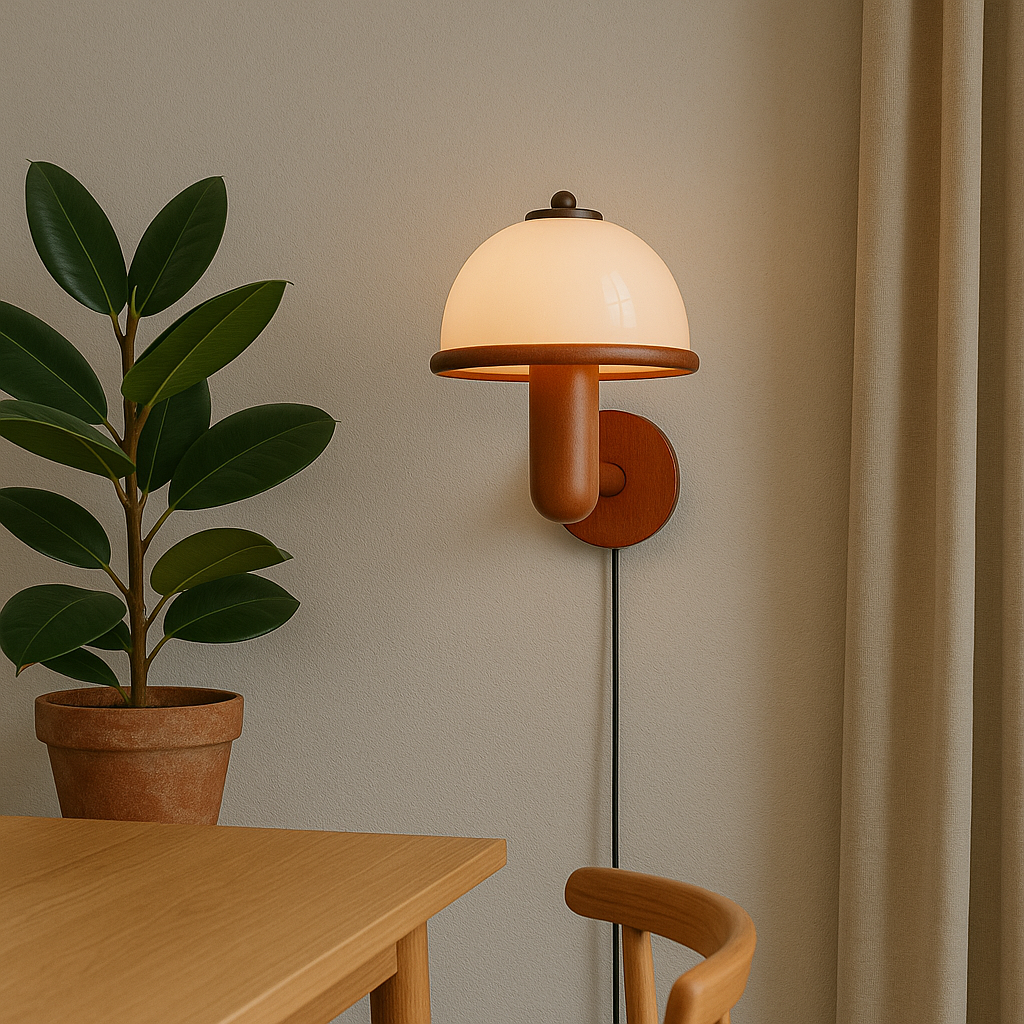 NordShroom | Wooden Wall Lamp in Scandinavian Mushroom Style