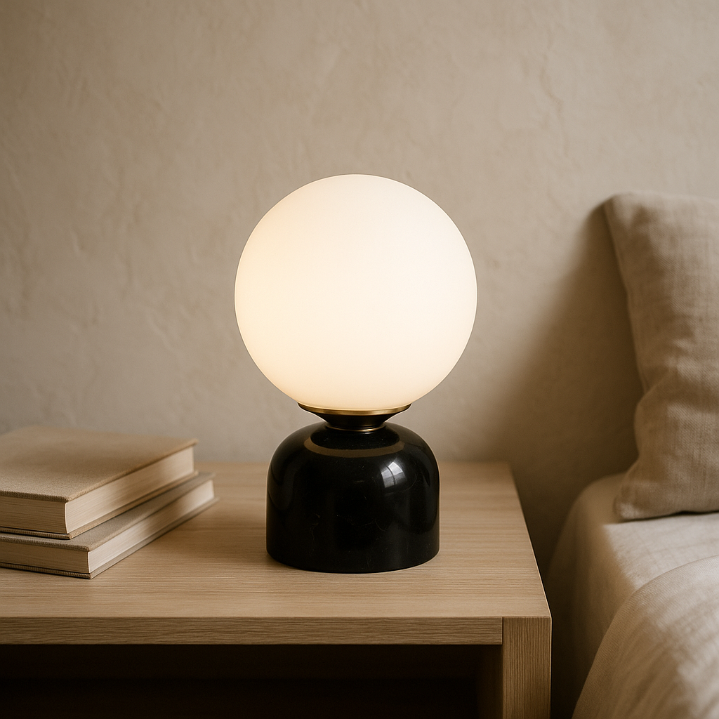 Marnor | Marble Table Lamp with Glass Shade – Scandinavian Minimalist Design