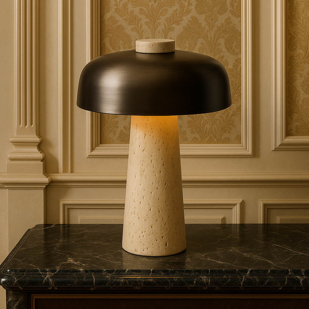 Lunava | Travertine Table Lamp – Warm Light & Modern Minimalist Design