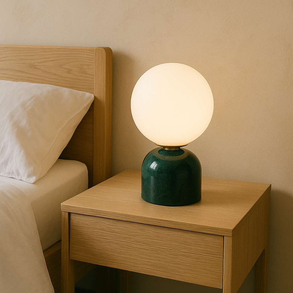 Marnor | Marble Table Lamp with Glass Shade – Scandinavian Minimalist Design