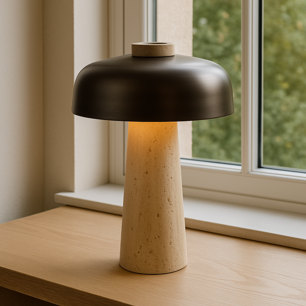 Lunava | Travertine Table Lamp – Warm Light & Modern Minimalist Design