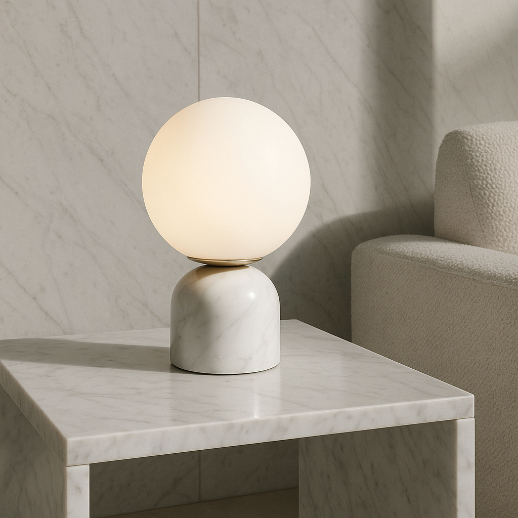 Marnor | Marble Table Lamp with Glass Shade – Scandinavian Minimalist Design