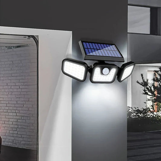 Solar LED Floodlight with Motion Sensor – 3-Head Outdoor Security Lighting for Garden, Driveway & Garage