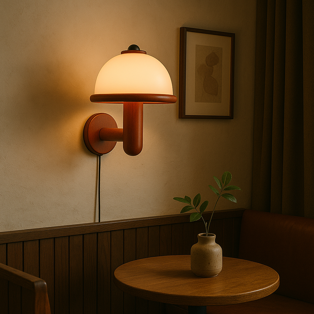 NordShroom | Wooden Wall Lamp in Scandinavian Mushroom Style