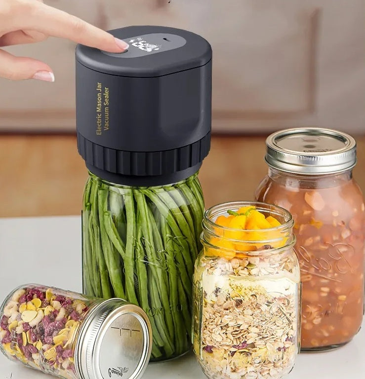 Cordless Mason Jar Vacuum Sealer Kit – Wide Mouth Food Preservation System with Airtight Electric Seal