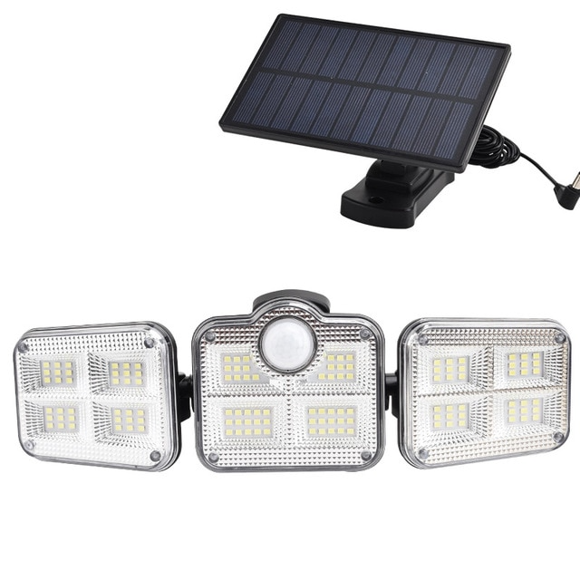 Solar LED Floodlight with Motion Sensor – 3-Head Outdoor Security Lighting for Garden, Driveway & Garage