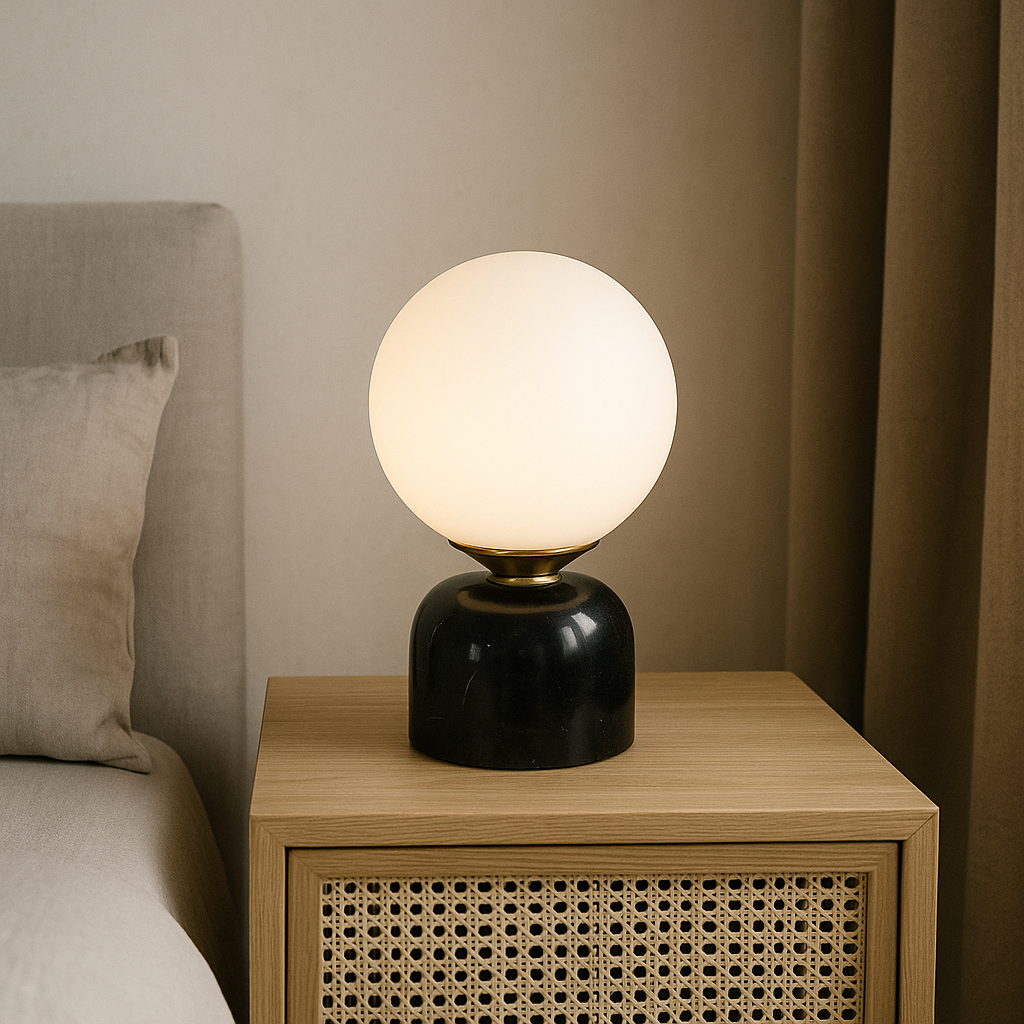 Marnor | Marble Table Lamp with Glass Shade – Scandinavian Minimalist Design