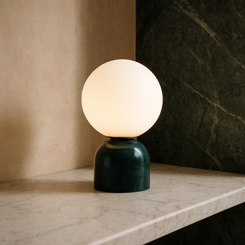 Marnor | Marble Table Lamp with Glass Shade – Scandinavian Minimalist Design