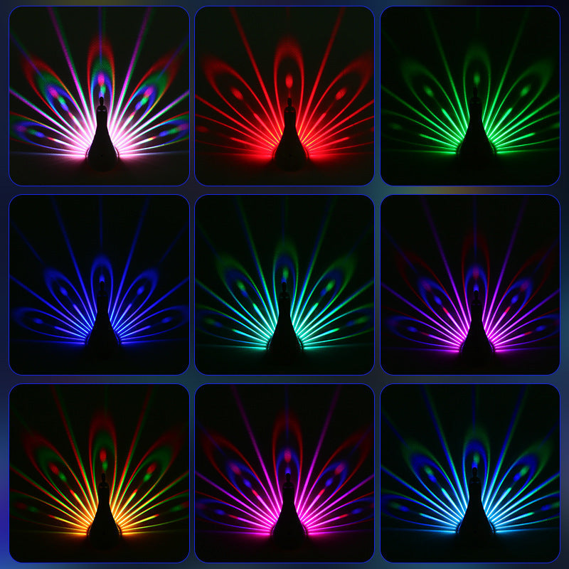 GlowyPeacock – Colourful 3D Wall Lamp with Remote Control and Timer