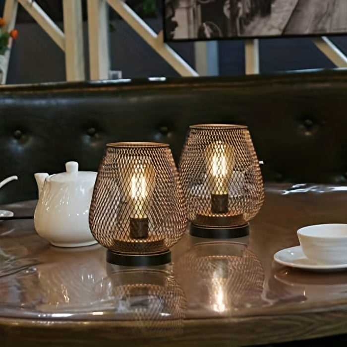 AuroraMesh Table Lamp Set – Industrial Style with Warm Ambient Lighting