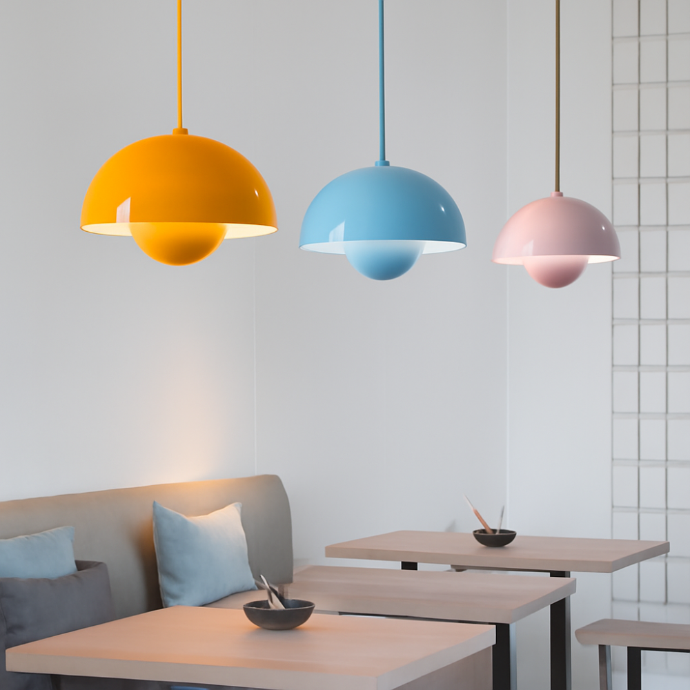 Half-Circle Colourful Chandelier – Modern Scandinavian Ceiling Light for Dining, Living & Office