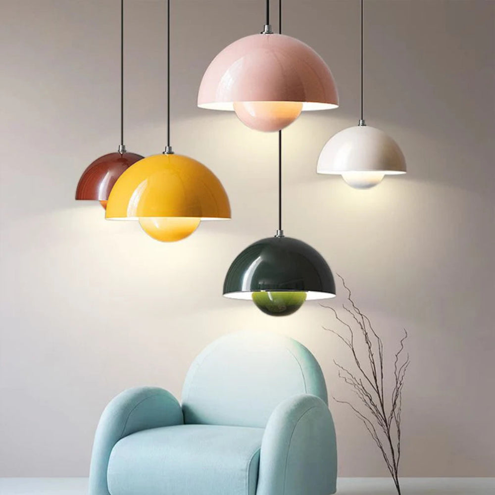 Half-Circle Colourful Chandelier – Modern Scandinavian Ceiling Light for Dining, Living & Office