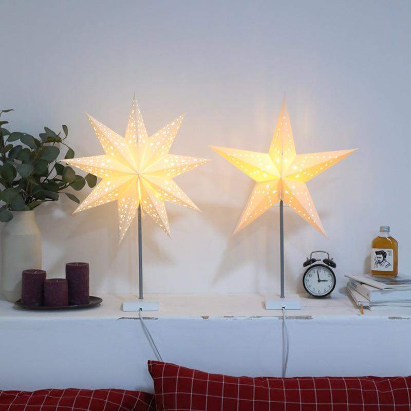 StellarGlow | Radiant LED Star Table Lamp – Wooden Base Ambient Light for Bedroom & Living Room Décor