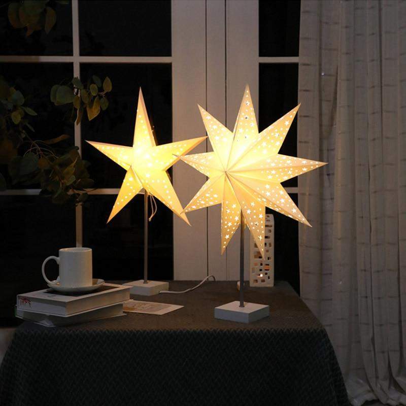 StellarGlow | Radiant LED Star Table Lamp – Wooden Base Ambient Light for Bedroom & Living Room Décor