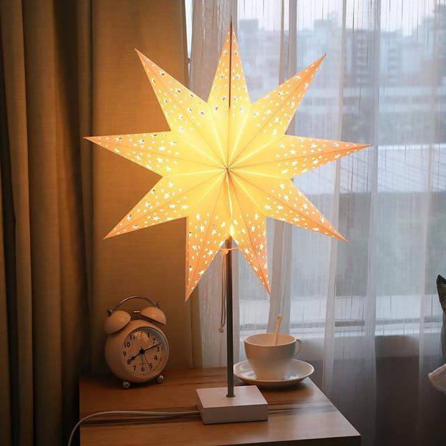 StellarGlow | Radiant LED Star Table Lamp – Wooden Base Ambient Light for Bedroom & Living Room Décor