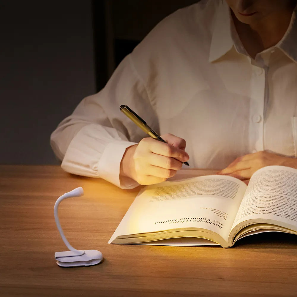 Mini Portable Clip-On Book Light – USB Rechargeable LED Reading Lamp with 360° Rotation