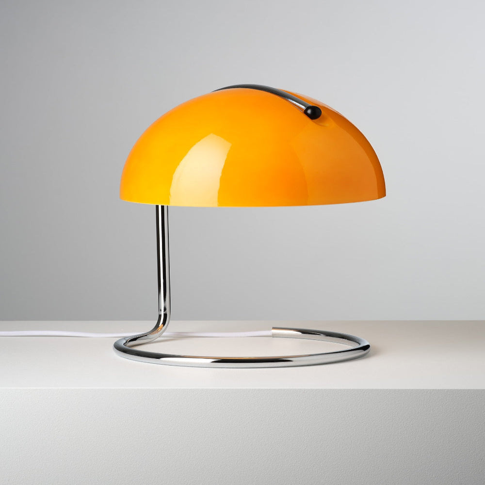 Mid-Century Modern Desk Lamp – Retro Orange Dome Design with USB Power