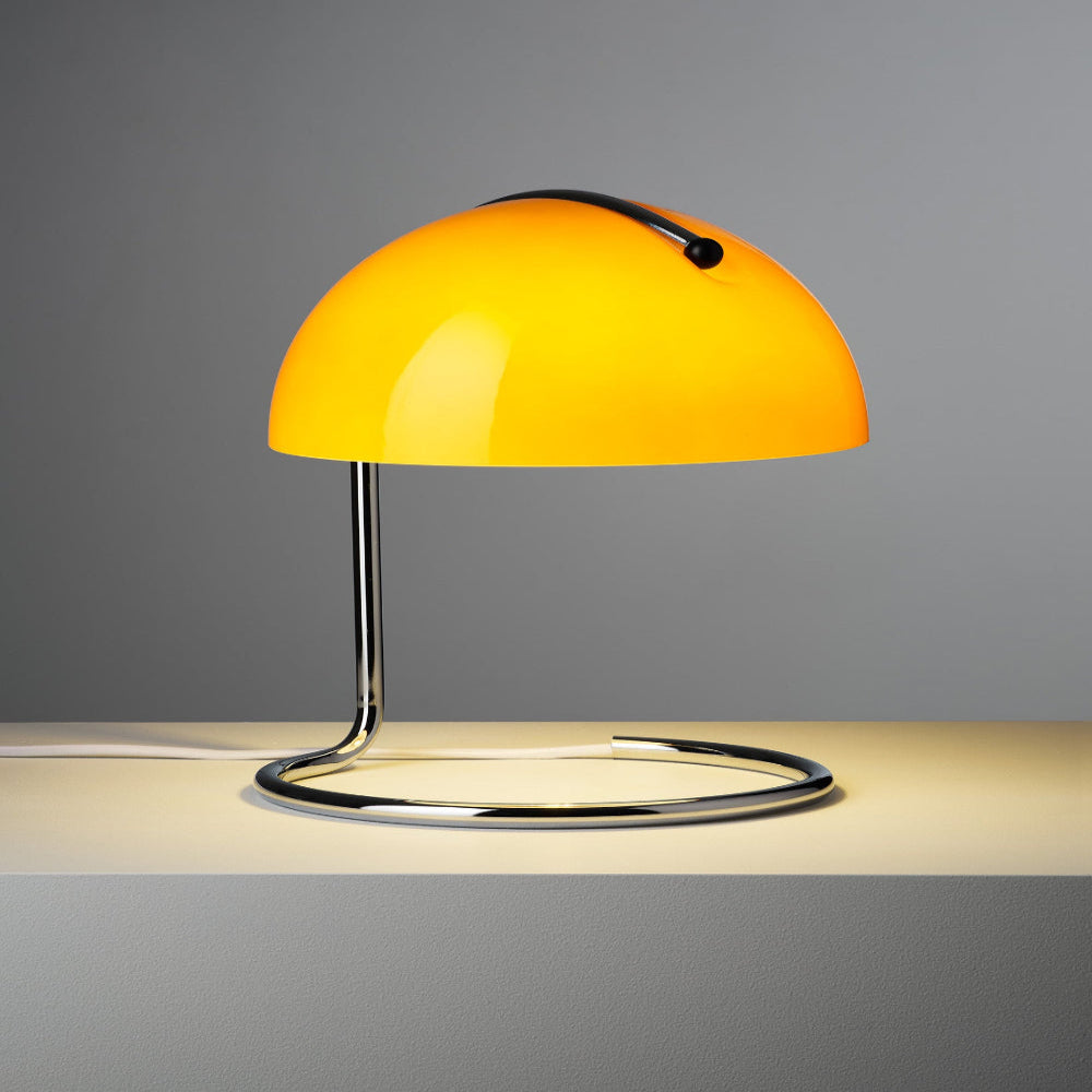 Mid-Century Modern Desk Lamp – Retro Orange Dome Design with USB Power