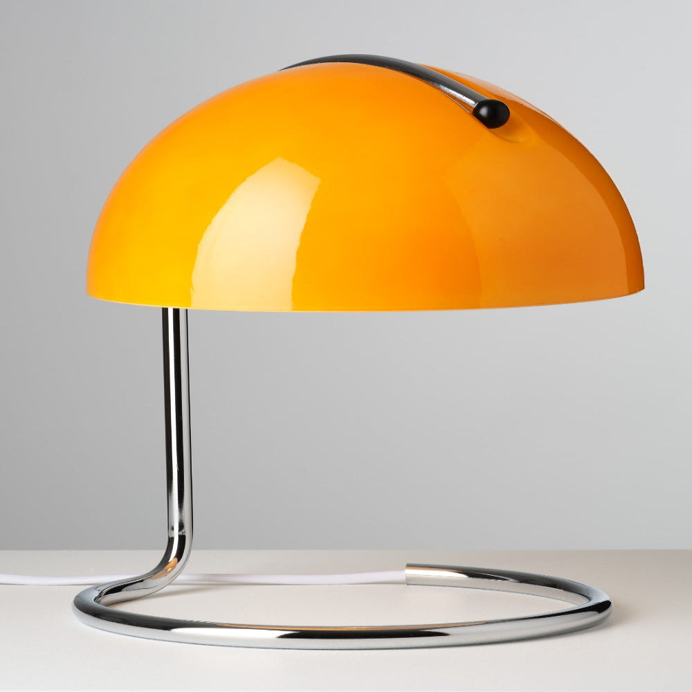 Mid-Century Modern Desk Lamp – Retro Orange Dome Design with USB Power