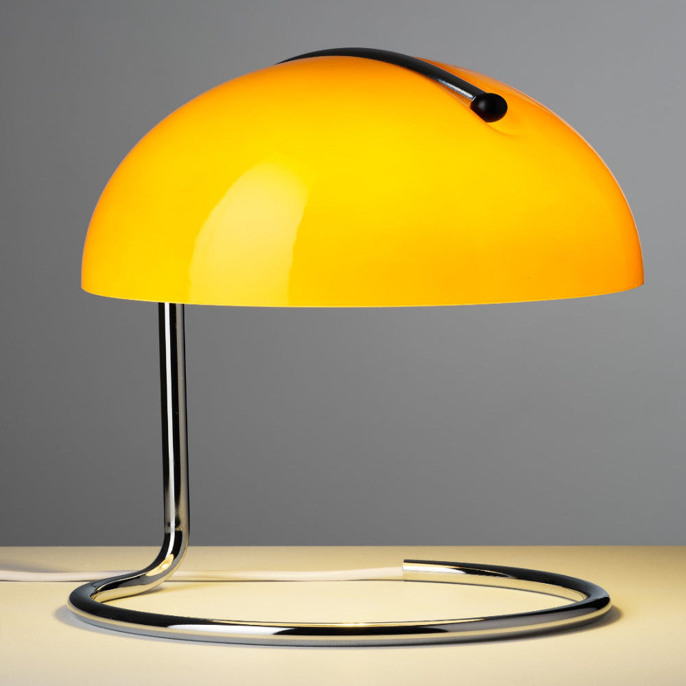 Mid-Century Modern Desk Lamp – Retro Orange Dome Design with USB Power