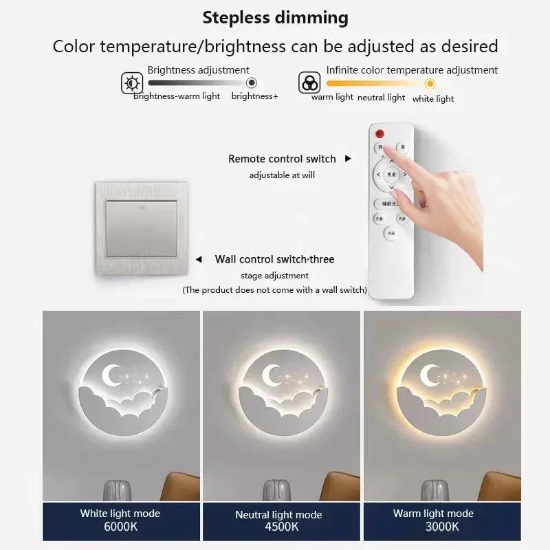 Magical LED Wall Lamp – Moon & Stars Night Light