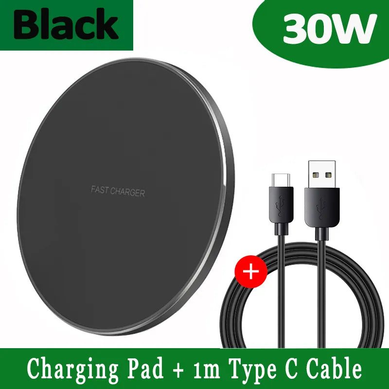 30W Fast Wireless Charging Pad | Premium USB-C MagSafe Charger for Apple iPhone, Samsung & Android