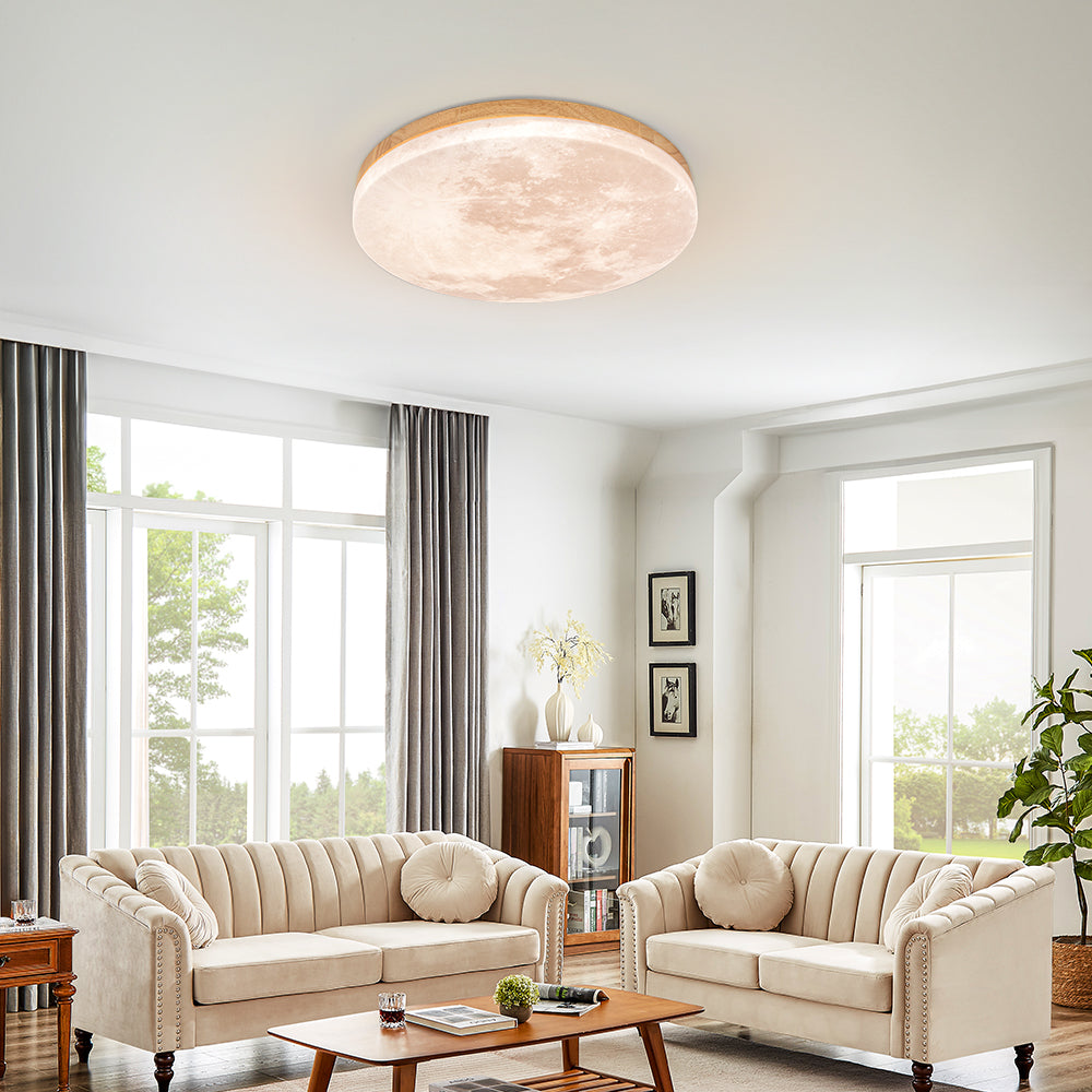 Modern Moon-Inspired LED Ceiling Light – Soft Ambient Flush Mount