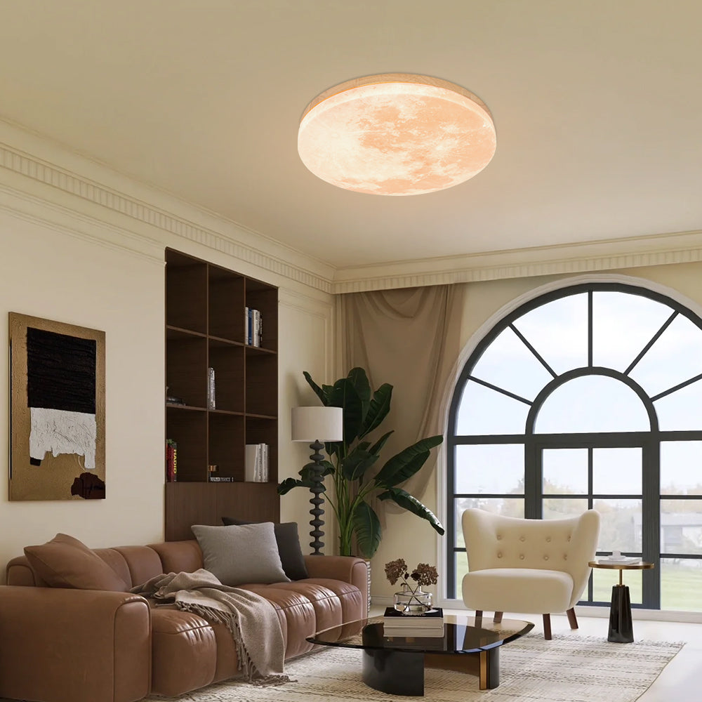 Modern Moon-Inspired LED Ceiling Light – Soft Ambient Flush Mount