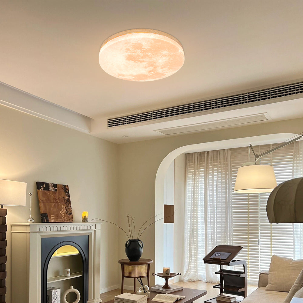 Modern Moon-Inspired LED Ceiling Light – Soft Ambient Flush Mount