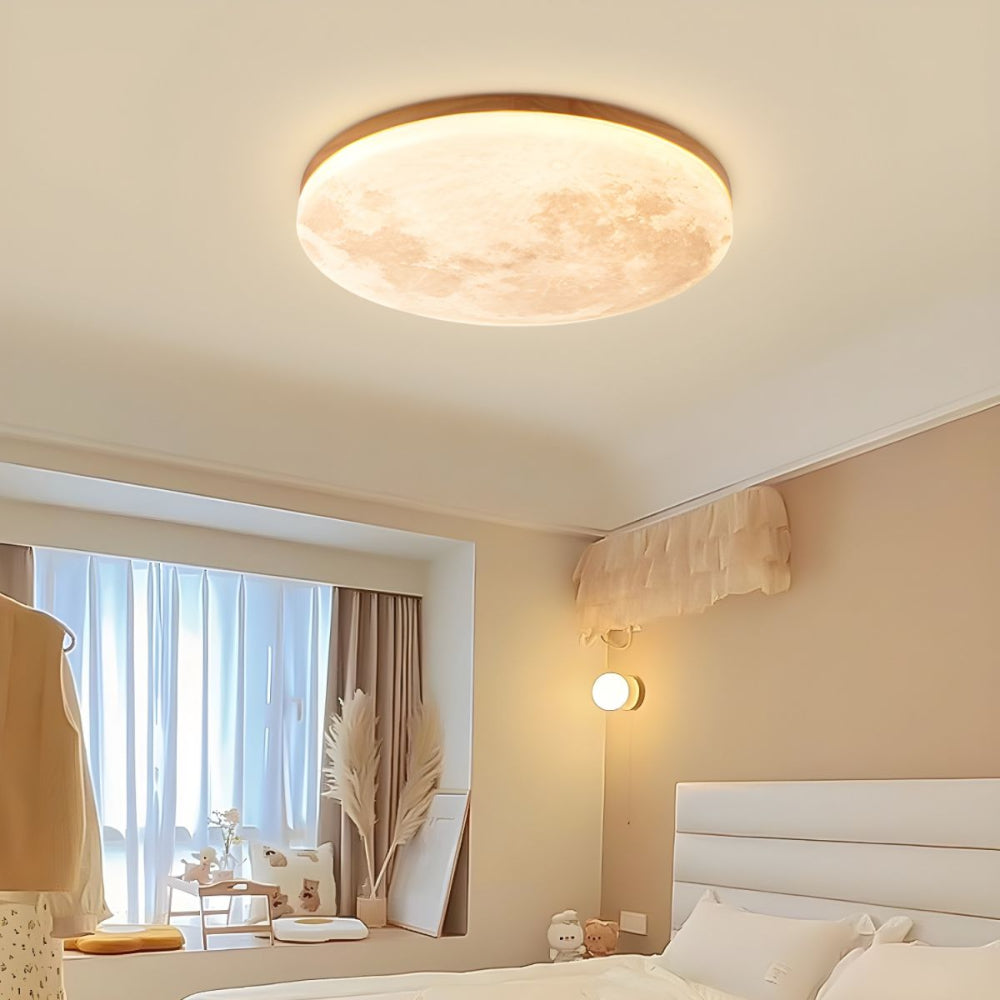 Modern Moon-Inspired LED Ceiling Light – Soft Ambient Flush Mount
