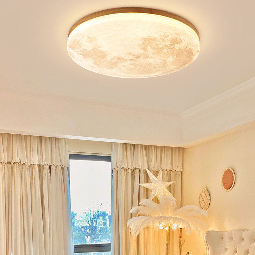 Modern Moon-Inspired LED Ceiling Light – Soft Ambient Flush Mount