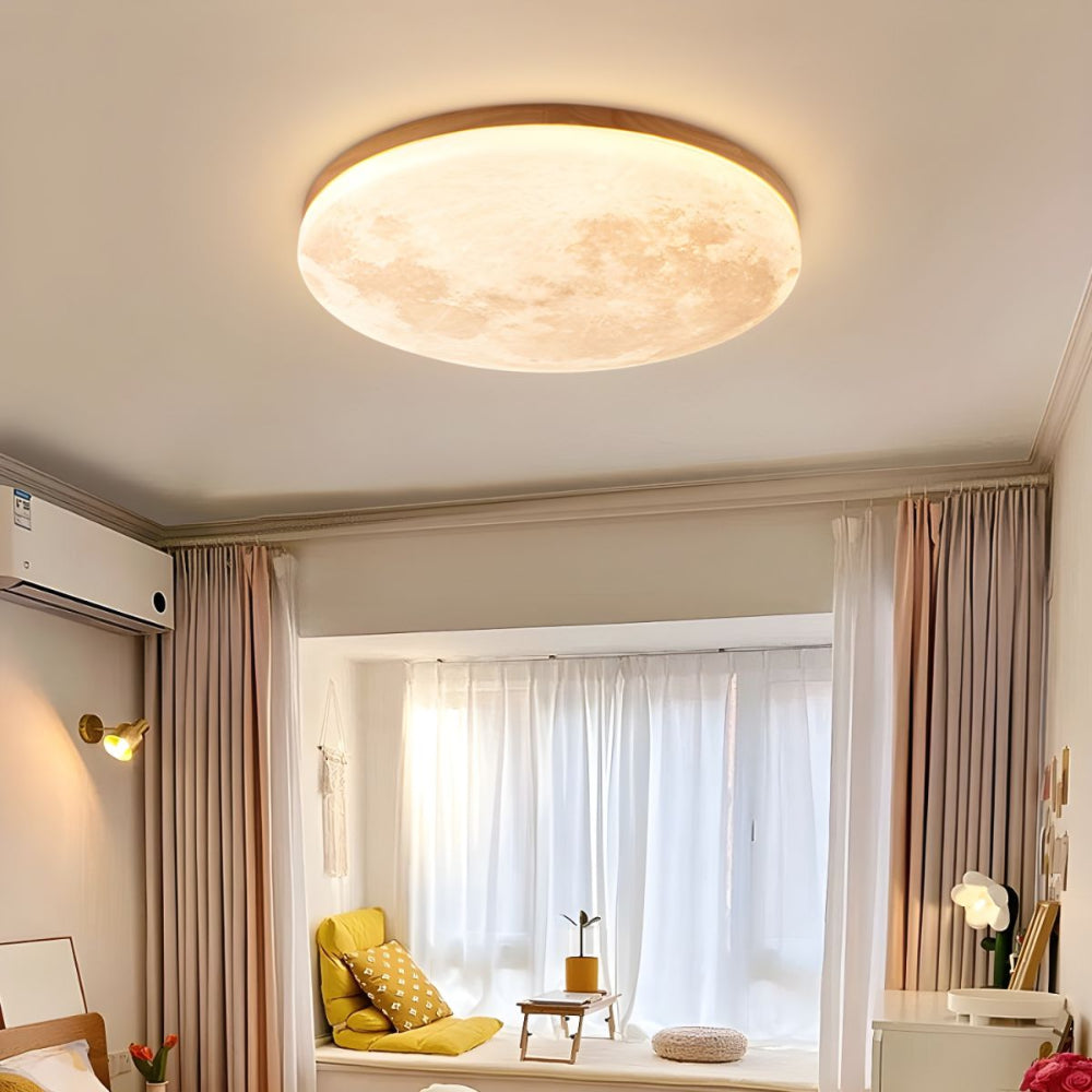 Modern Moon-Inspired LED Ceiling Light – Soft Ambient Flush Mount