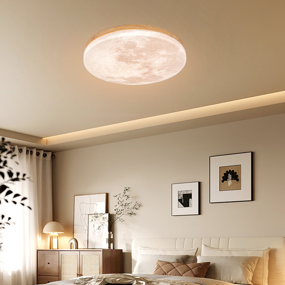 Modern Moon-Inspired LED Ceiling Light – Soft Ambient Flush Mount