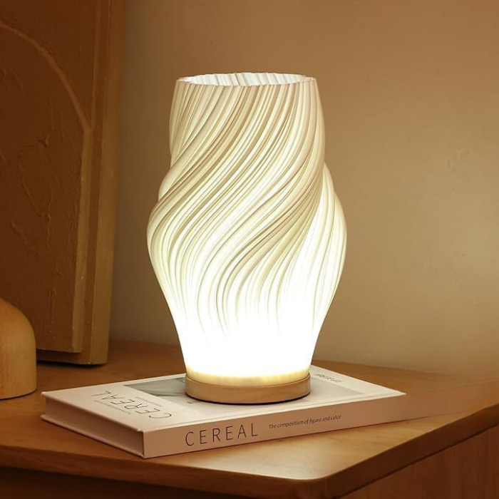 LunaSwirl | Luxury Modern Swirl LED Table Lamp – Elegant Ambient Lighting