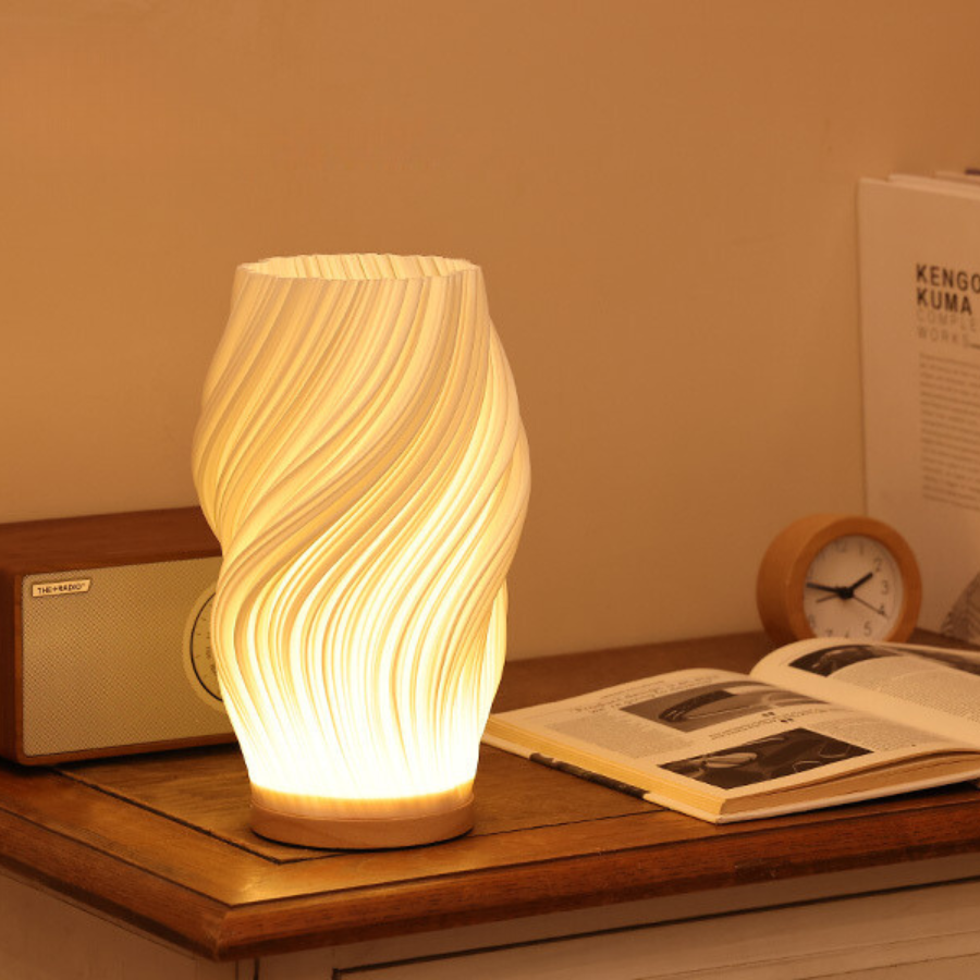 LunaSwirl | Luxury Modern Swirl LED Table Lamp – Elegant Ambient Lighting