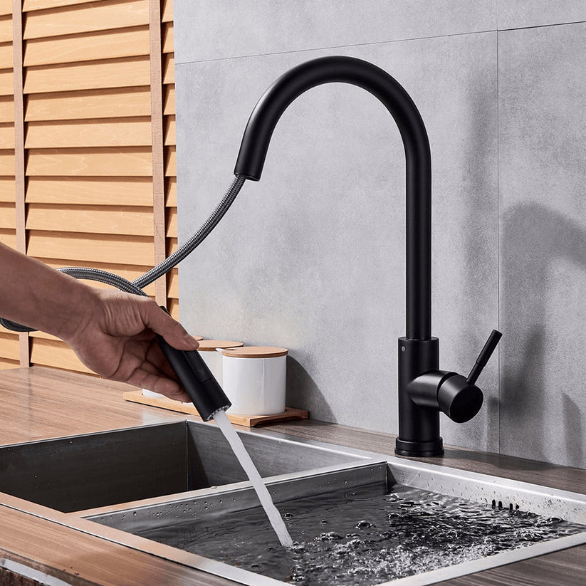 TouchTech Pull-Out Kitchen Tap – Sensor Touchless Mixer Tap with Flexible Spout | Modern Brass Faucet
