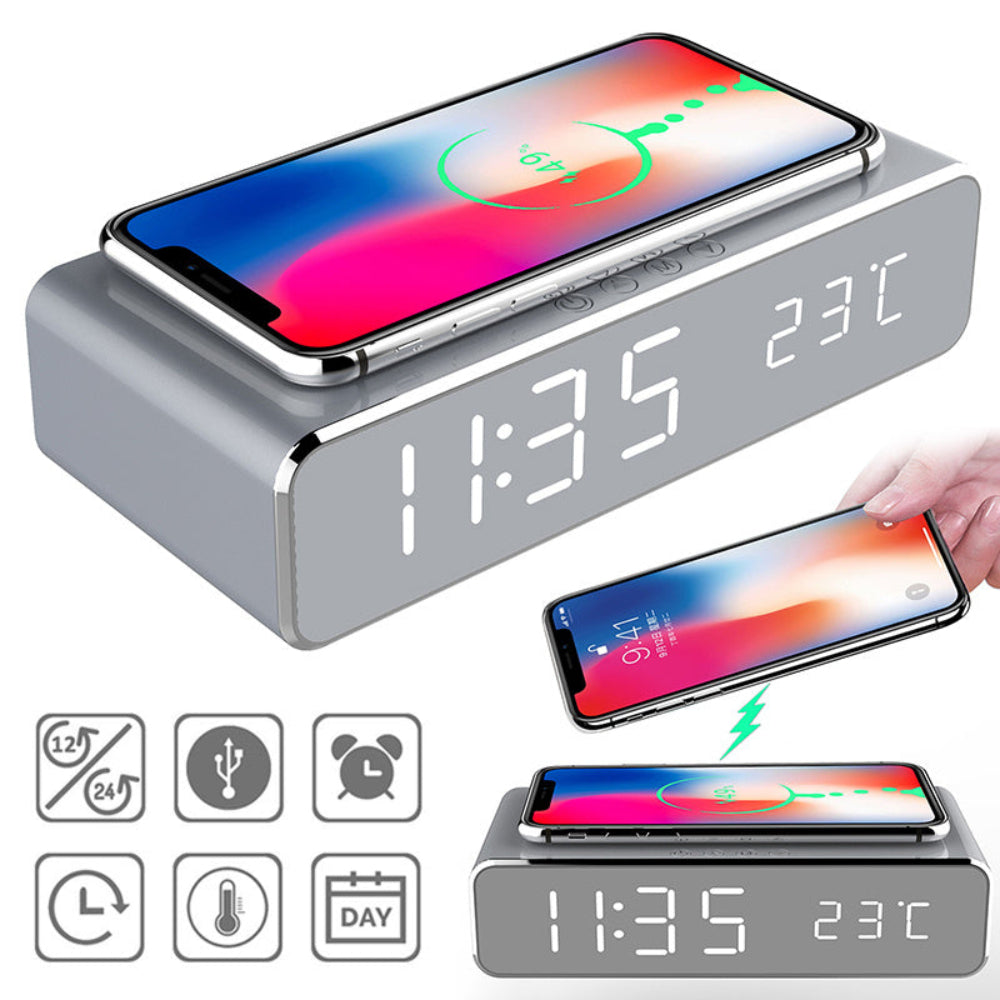 TimeCharge – LED Alarm Clock with Built-In Wireless Charging Pad