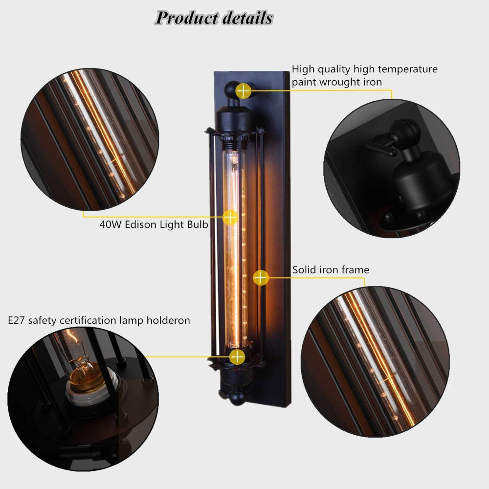 Vintage Wall-Mounted LED Light – Timeless Design with Elegant Matte Black Finish