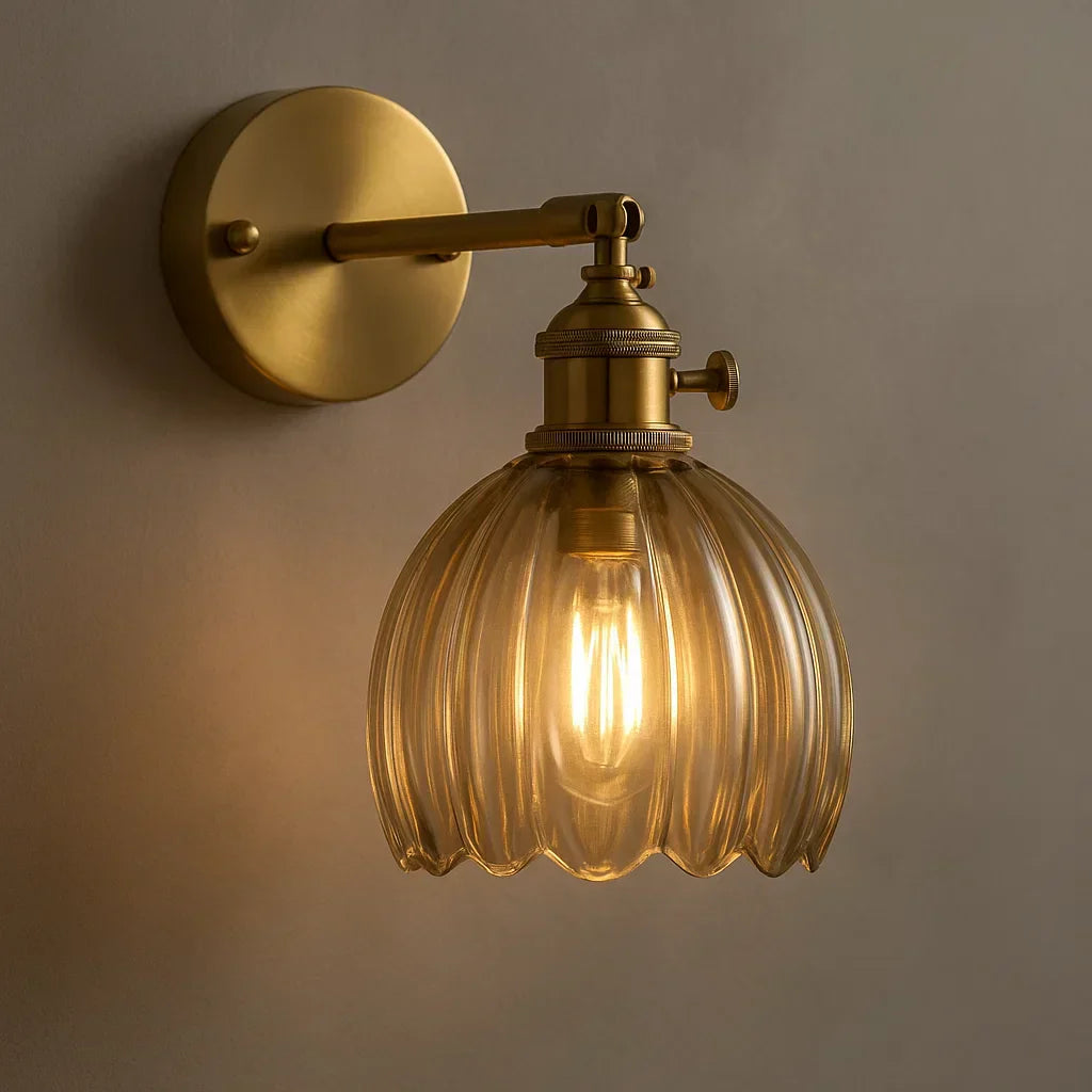 Retro Wall Lamp | Glass Tulip Shade Vintage Wall Light