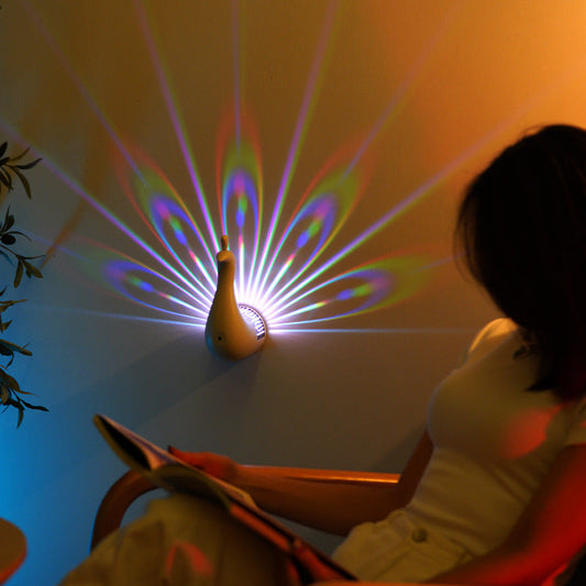 GlowyPeacock – Colourful 3D Wall Lamp with Remote Control and Timer
