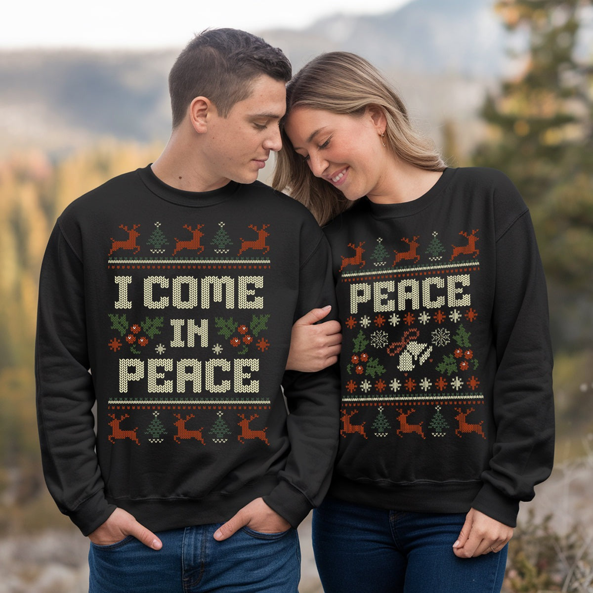 I Come in Peace I'm Peace Ugly Christmas Sweater, Ugly Christmas Sweater, Knitted Christmas Jumper