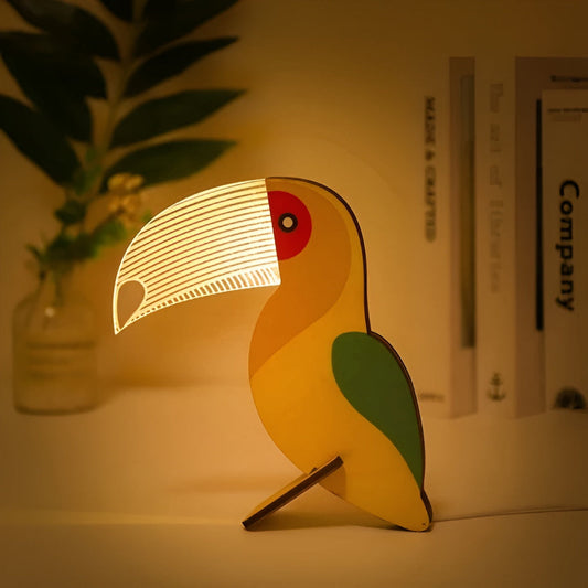 Wooden Animal Table Lamp – Cute Decorative Night Light for Kids’ Rooms